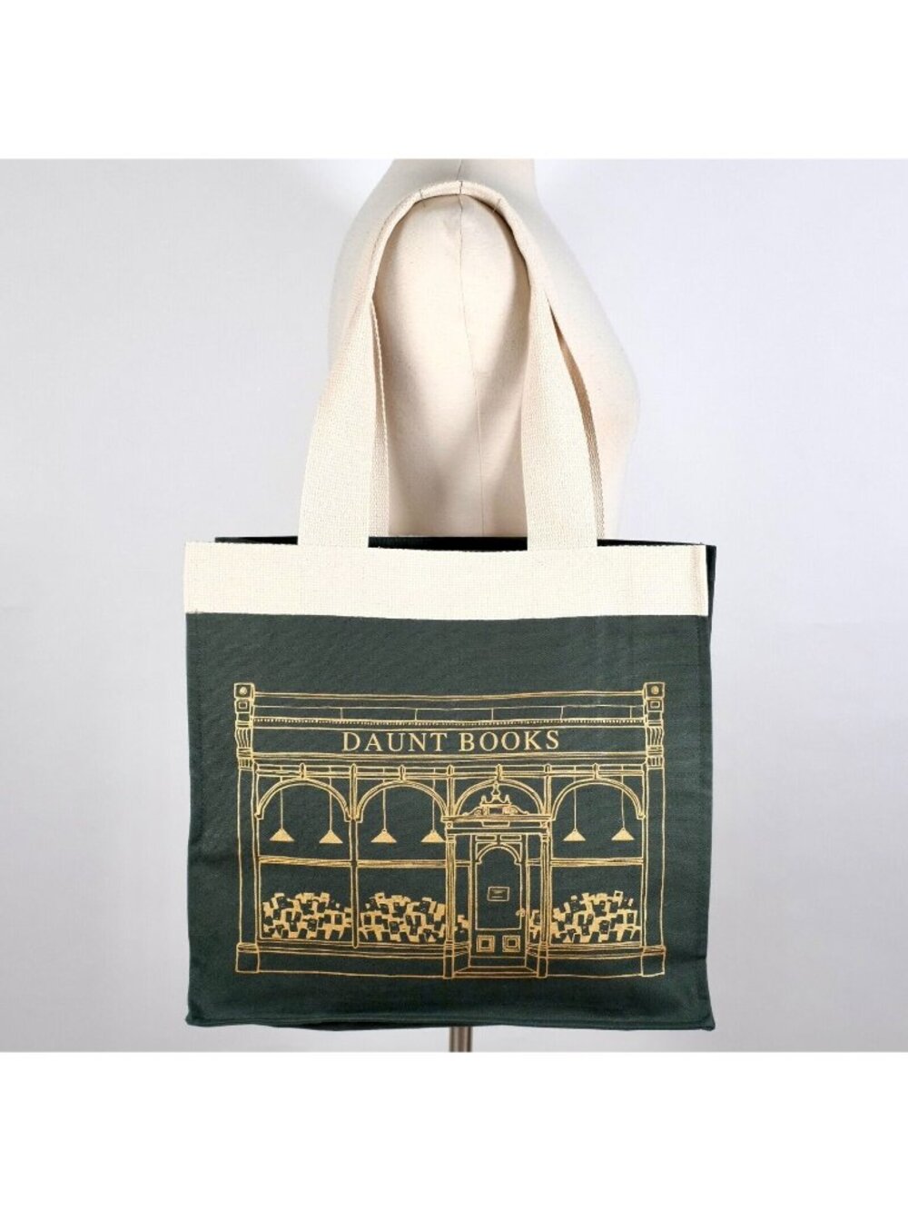 New Daunt Books London canvas tote bag green gold